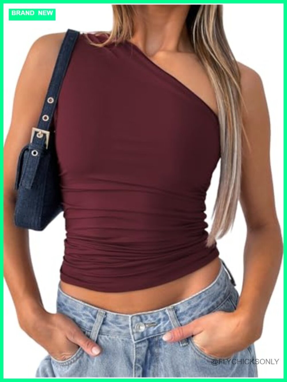 One Shoulder Crop Tank Top Slim Fit Sleeveless Y2K Going Out Summer Top